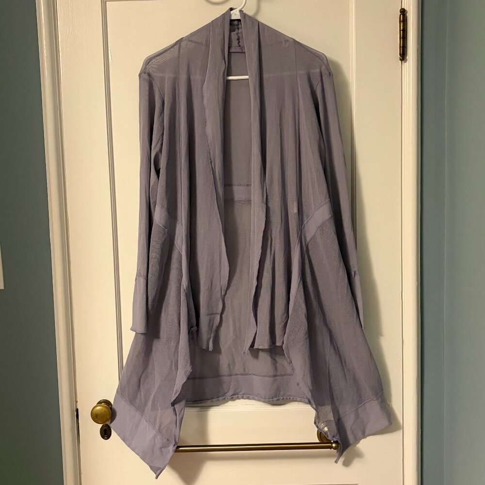 Cut Loose asymmetric mesh knit cardigan sz medium purple lilac lagenlook witchy